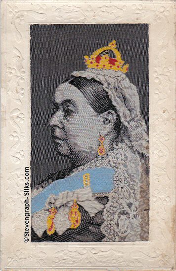 Grant woven silk of Queen Victoria mounted in a continental card mount