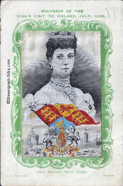 Colour image of Her Majesty Queen Alexandra, with title words printed at top of card