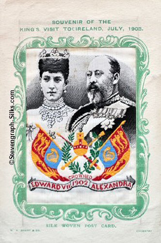 postcard with title words printed at the top of the card, and colour image of King Edward VII & Queen Alexandra