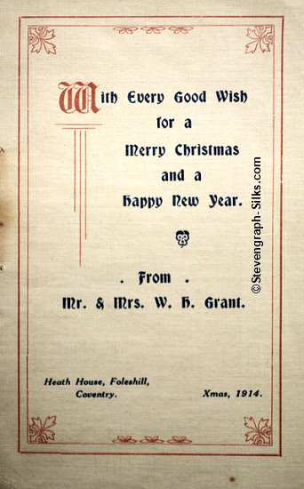 Words of Christmas greeting from Mr & Mrs WH Grant