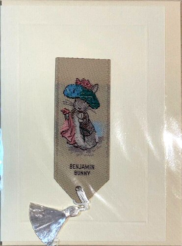 Cash's greeting card, with an attached woven bookmark titled: BENJAMIN BUNNY