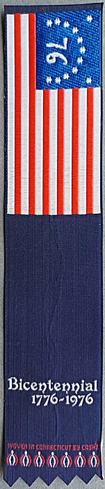 Cash's USA woven bookmark with Stars & Stripes and woven title words