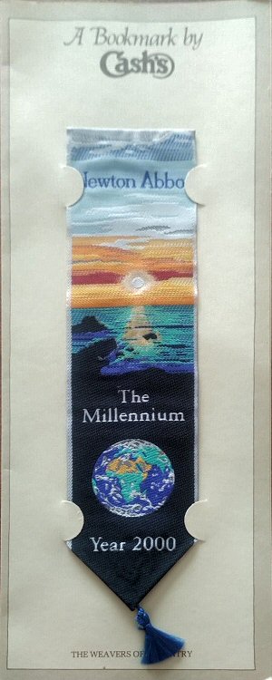 J & J Cash woven bookmark, with title words