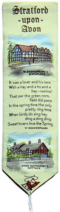 Reweaving of J & J Cash woven bookmark, with title words