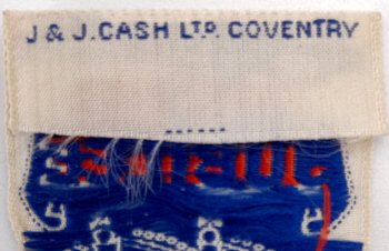 reverse view of this favour, with signature of J & J Cash