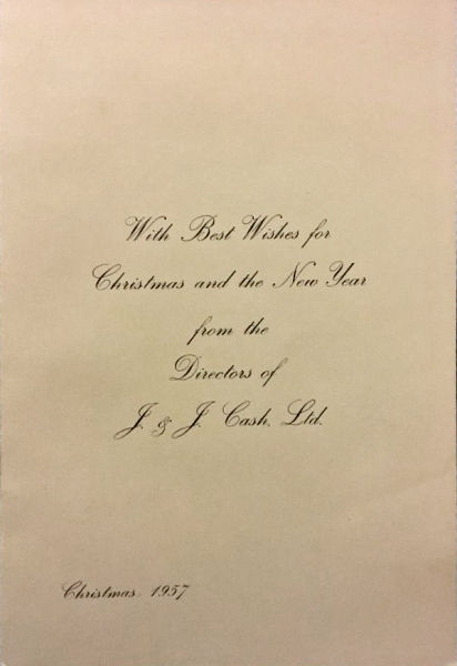 J & J Cash's 1957 own Christmas card