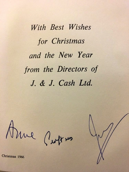J & J Cash's 1966 own Christmas card
