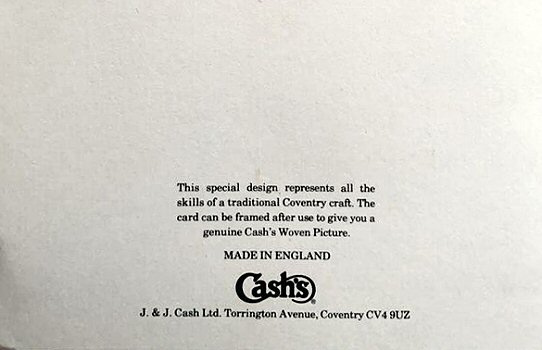 J & J Cash printed advertising on the rear of this card