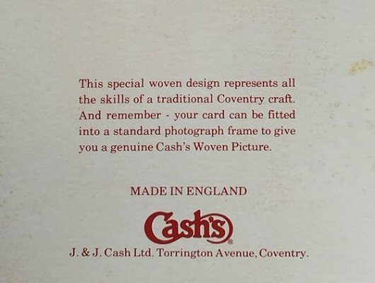 J & J Cash printed advertising printed on the reverse of this card
