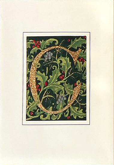J & J Cash woven Christmas card, with single letter "C" as title word