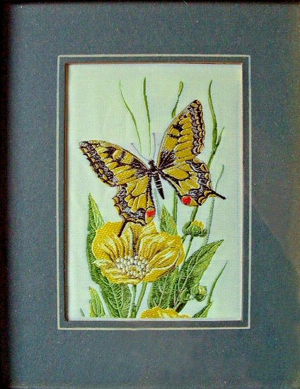J & J Cash woven butterfly card, with no title words, but picture of a Swallowtail butterfly