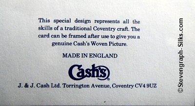reverse of this card, with J & J Cash printed name
