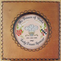 J & J Cash wooden box STYLE 1, with a woven picture of a the Prince Of Wales feathers