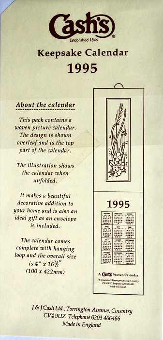 close-up of actual 1995 calendar.