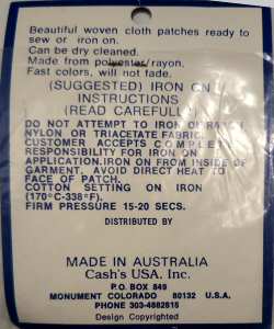 J & J Cash woven saw-on label reverse