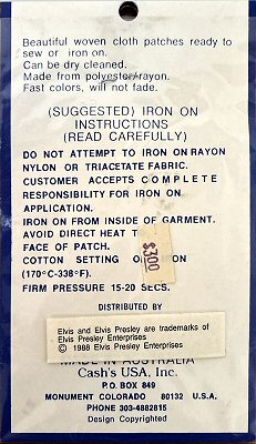 J & J Cash woven saw-on label reverse
