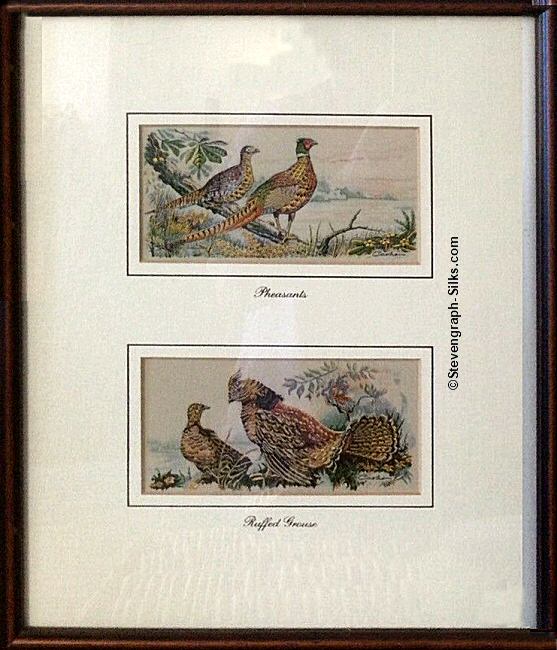 J & J Cash woven picture with two pictures in one frame; being a Pheasant & a Grouse