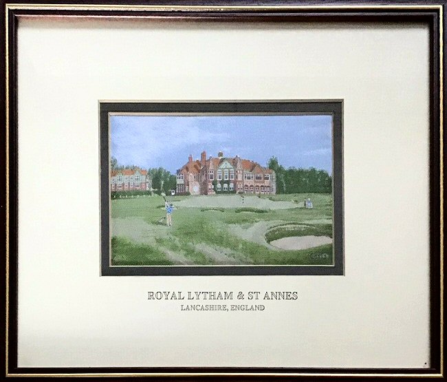 J & J Cash woven picture with image of the Royal Lytham Golf Course, Lancashire, England