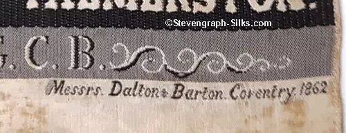 woven credit to Dalton & Barton on the front of this bookmark