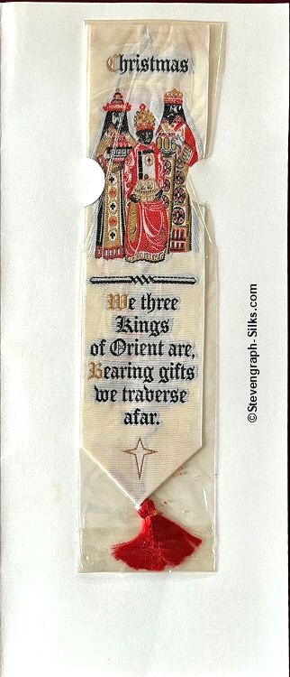 bookmark with title words, and image of the three wise men