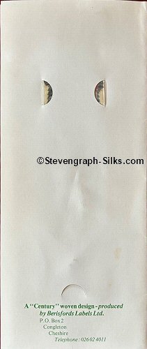 rear view of the bookmark, showing the printed name of Berisfords