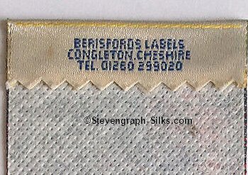 woven Berisford name on reverse top turnover of this bookmark