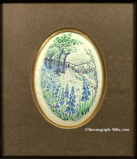 Framed woven picture of Bluebell flowers