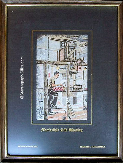 picture of man woking at a hand loom, with title words printed below