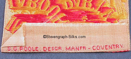 Woven credit on the reverse of this bookmarker