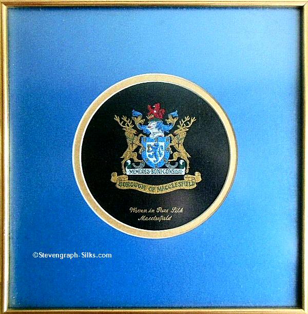 Borough of Macclesfield crest mounted in a blue ground