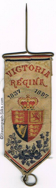 Bookmark type Royal favour, or badge, with title words and Royal crest