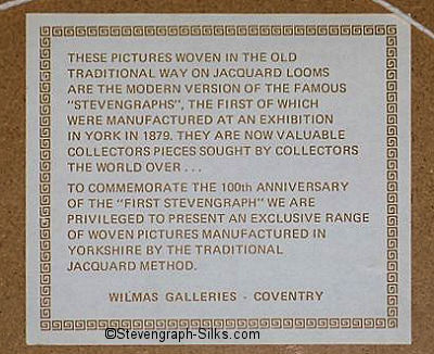 printed back label, with Wilmas name