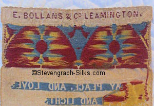 Bollans & Co. logo woven on the reverse top turn-over of this bookmark