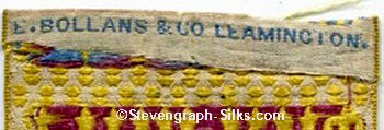 Bollans & Co. logo on the reverse top turn-over of this bookmark