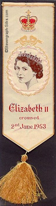 Bookmark with delicate image of Queen Elizabeth II portrait and gold silk tassle