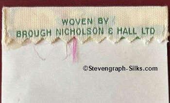 view of rear of this bookmark showing woven weavers name