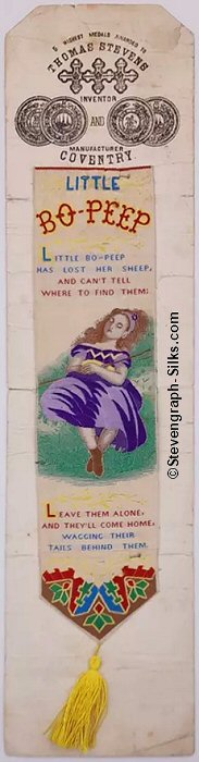 Bookmark with poem and image of Little Bo Peep asleep