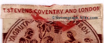 Stevens name woven on reverse top turn-over of this bookmark