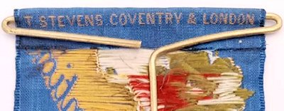 Stevens logo on the reverse top turn over of this bookmark