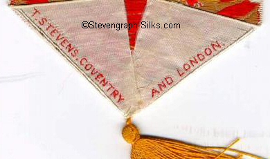 Stevens logo on the reverse pointed end of this bookmark