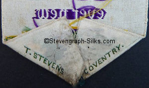Stevens logo on the reverse pointed end of this bookmark