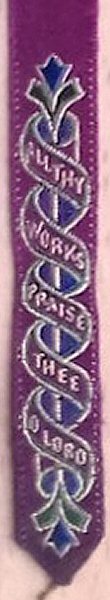 Narrow religious bookmark with title words, joined with other narrow religious bookmarks