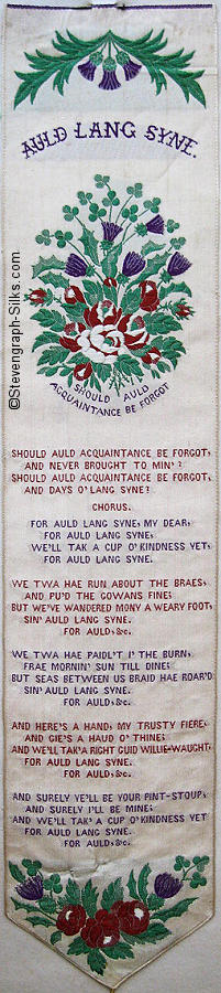 Bookmark with words and display of Scottish thistles and English roses