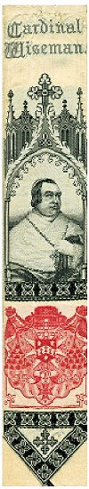 Bookmark with title words and portrait of the Cardinal