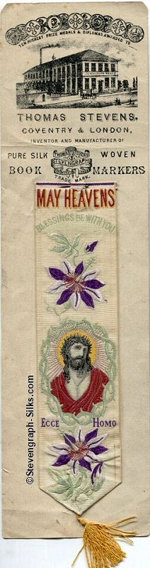 Bookmark with image of Jesus, words and flowers