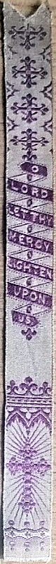 Narrow religious bookmark with title words