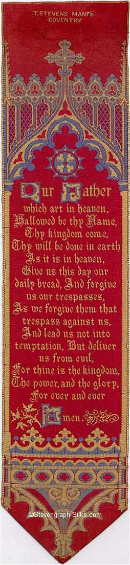 Purple bookmark with Lord's Prayer in full