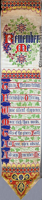 Image of bookmark with ornately decorated Remember me words
