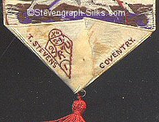 Diamond registration mark woven on reverse turnover of this bookmark