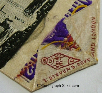 Stevens logo and diamond registration mark on the reverse pointed end of this bookmark